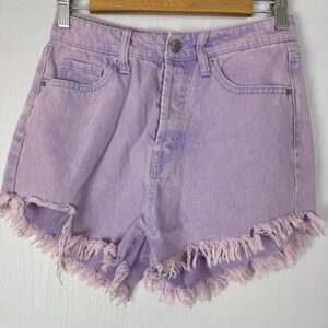 Wild Fable Buttonfly Women's Size 4‎ Purple Denim Frayed Hem Highest Rise Shorts